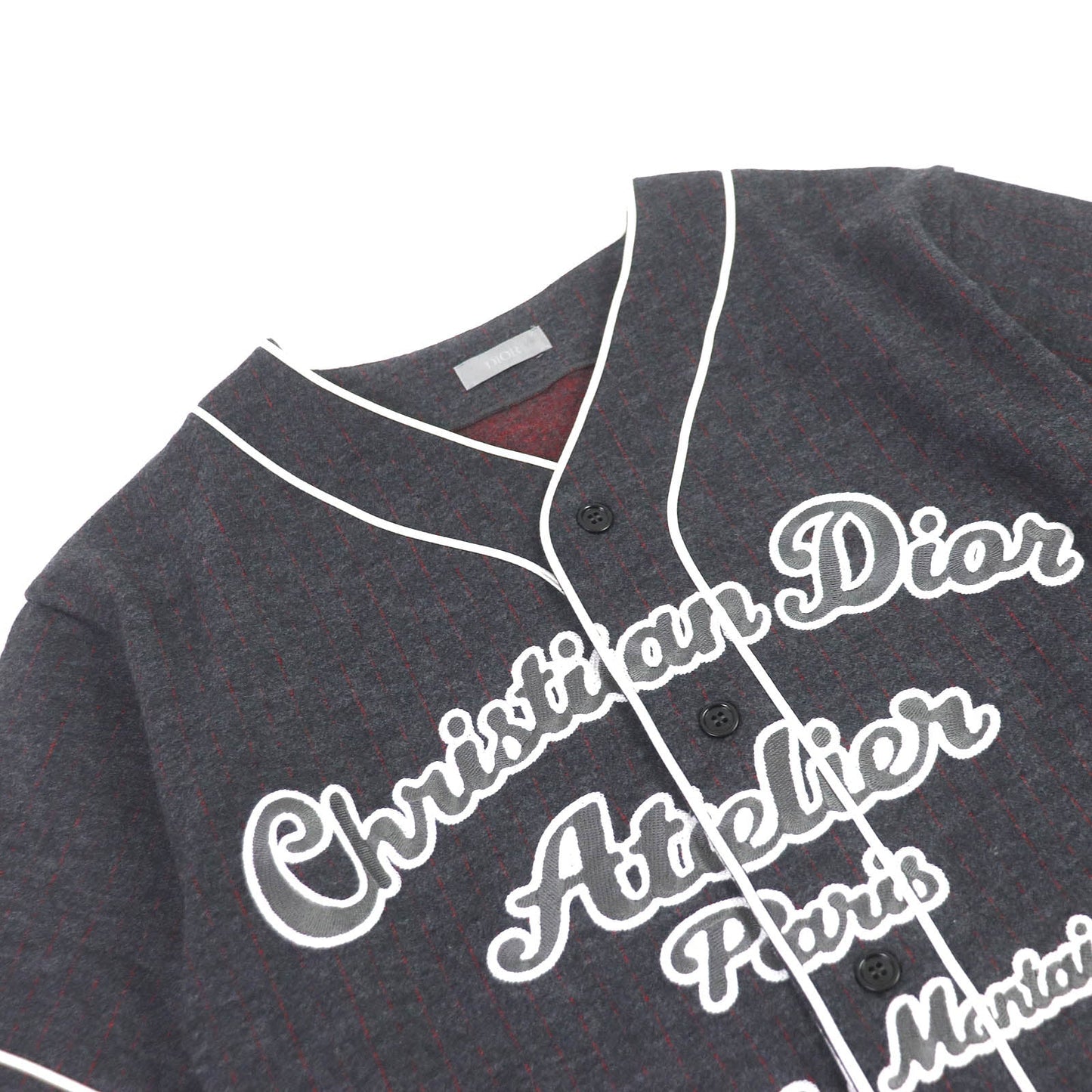 Dior Wool Cotton Striped Baseball Shirt S