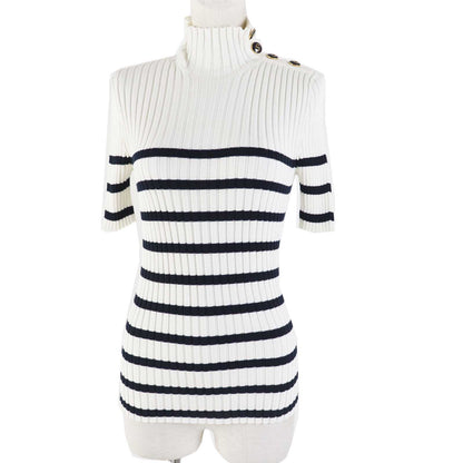 Dior Cotton Logo Button Border Knit Top
