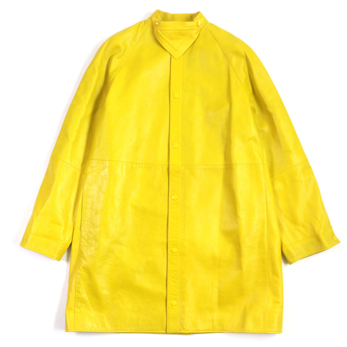 Prada Lamb Leather Rayon Coat Yellow S
