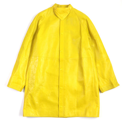 Prada Lamb Leather Rayon Coat Yellow S