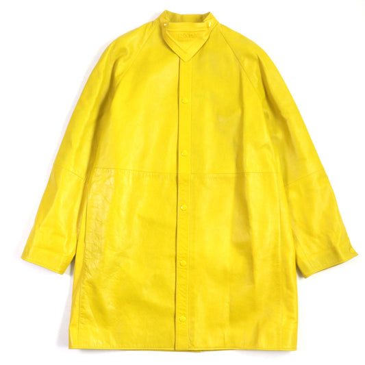 Prada Lamb Leather Rayon Coat Yellow S