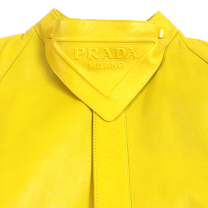 Prada Lamb Leather Rayon Coat Yellow S