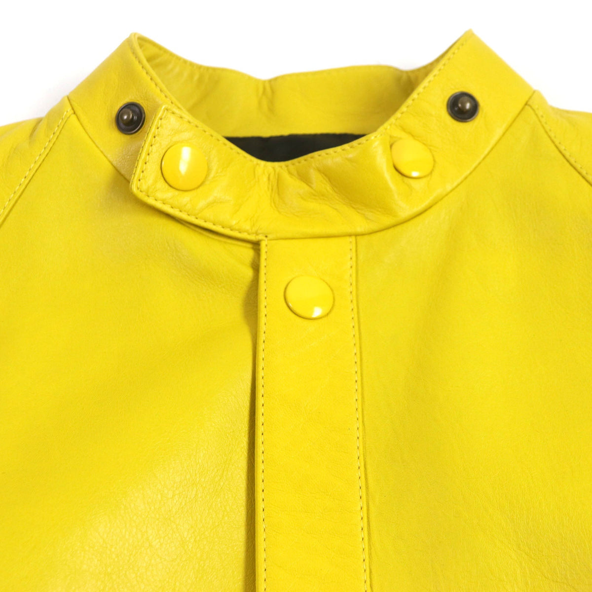 Prada Lamb Leather Rayon Coat Yellow S