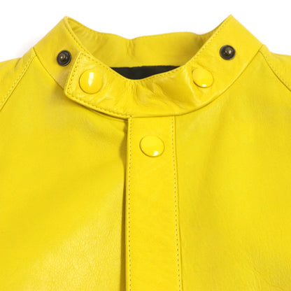 Prada Lamb Leather Rayon Coat Yellow S