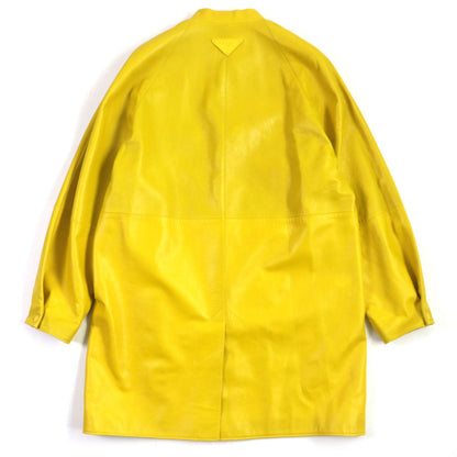 Prada Lamb Leather Rayon Coat Yellow S