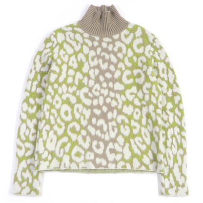 Dior Leopard Cashmere High Neck Sweater M