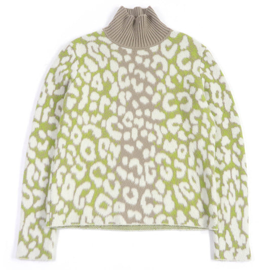 Dior Leopard Cashmere High Neck Sweater M