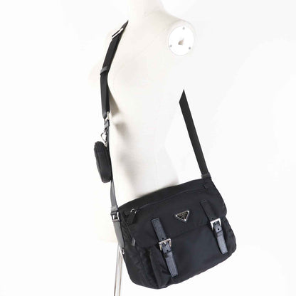 Prada Nylon Shoulder Bag 1BD953 Black