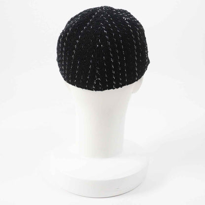 Chanel 23P Tweed Casquette Hat Black Silver M