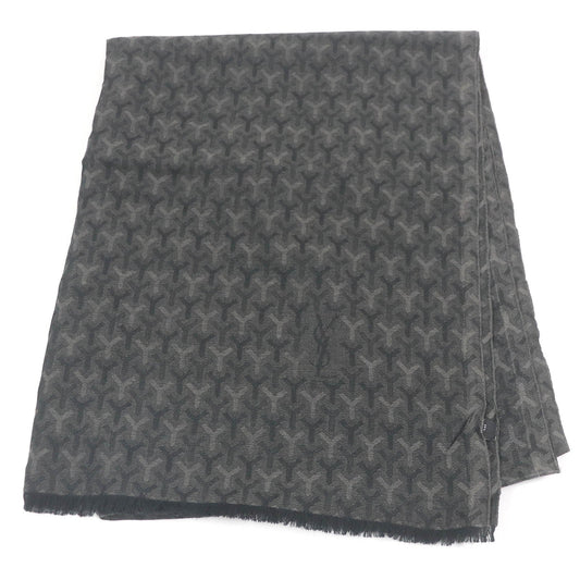 Saint Laurent Cashmere Silk Wool Logo Fringe Scarf