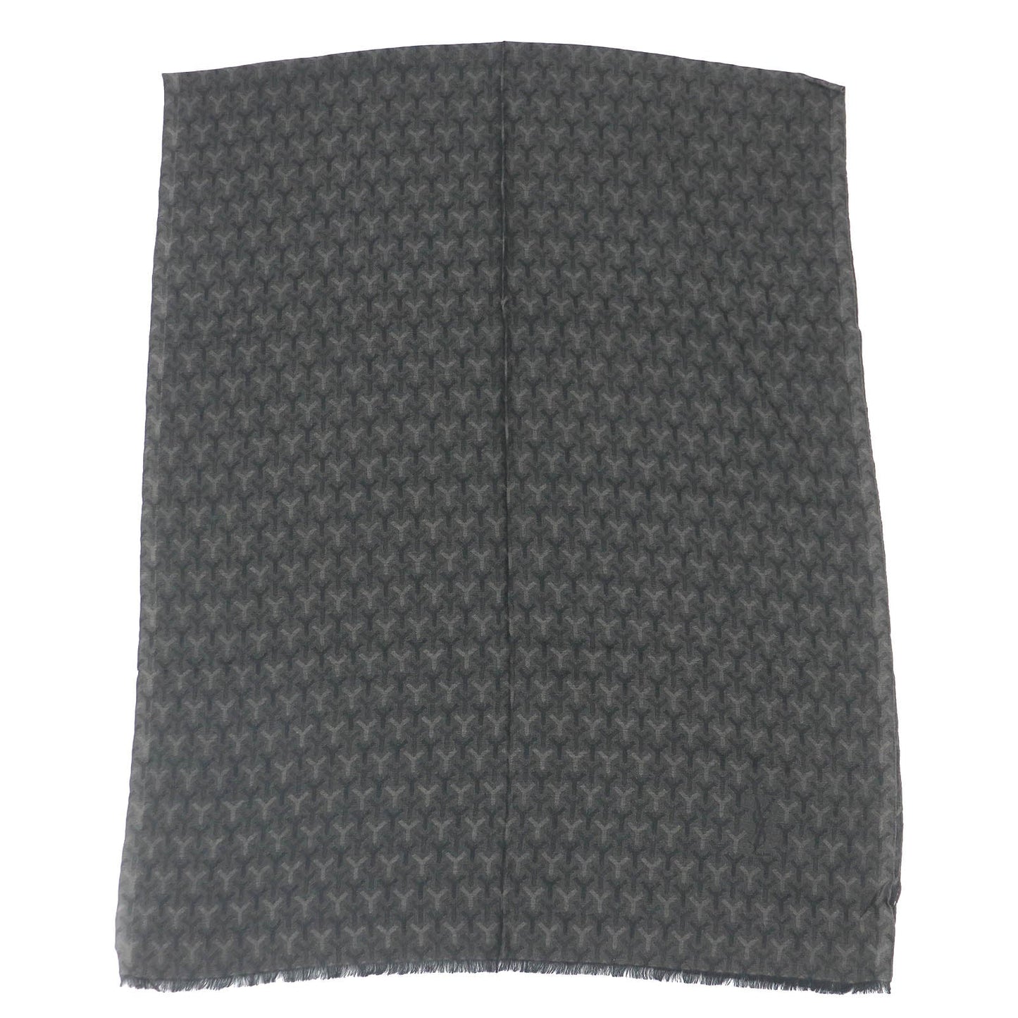 Saint Laurent Cashmere Silk Wool Logo Fringe Scarf