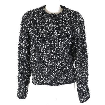 Chanel Wool Nylon Tweed No Collar Zip Jacket 34