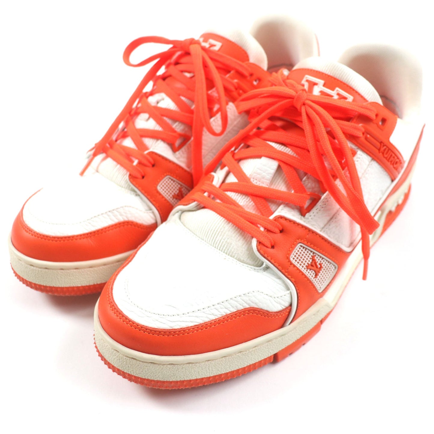 Louis Vuitton Leather Monogram Sneakers Orange White