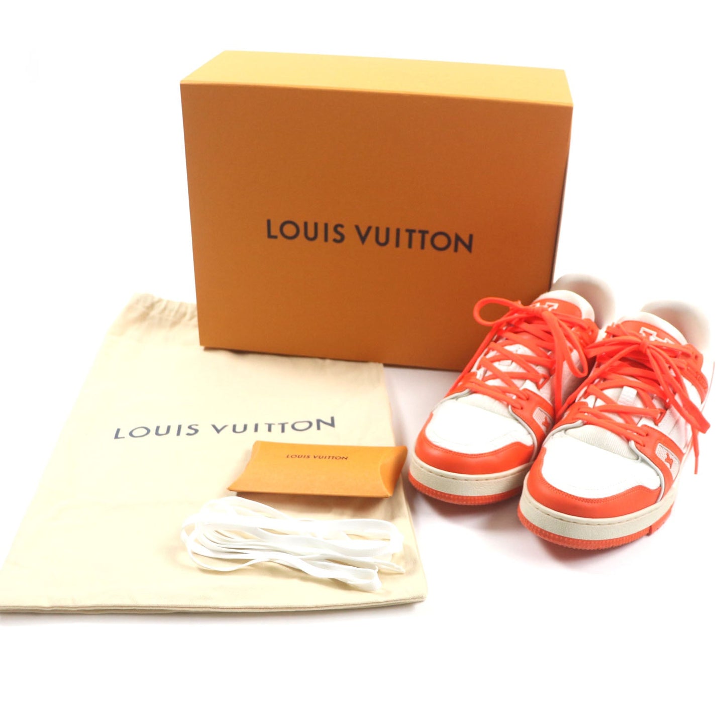 Louis Vuitton Leather Monogram Sneakers Orange White
