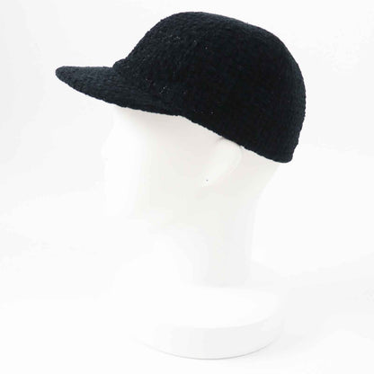 Chanel COCO Mark Tweed Cap Black M