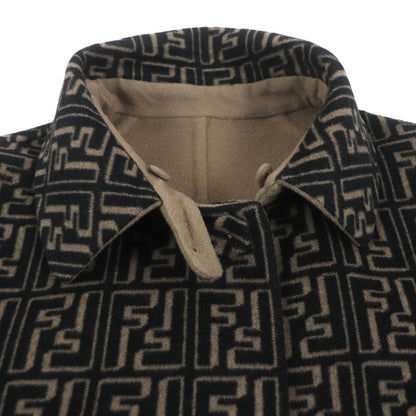 Fendi Wool Silk Reversible Trench Coat Brown Black