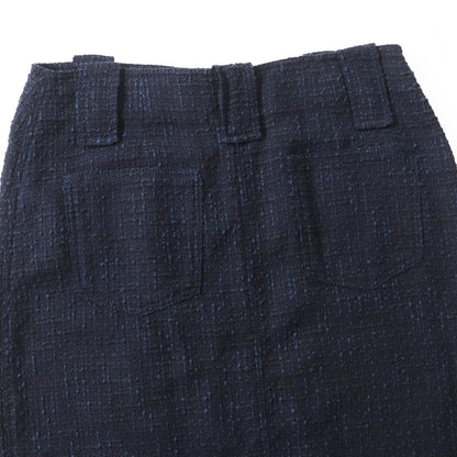 Chanel Wool Cotton Tweed Skirt Navy Black 40