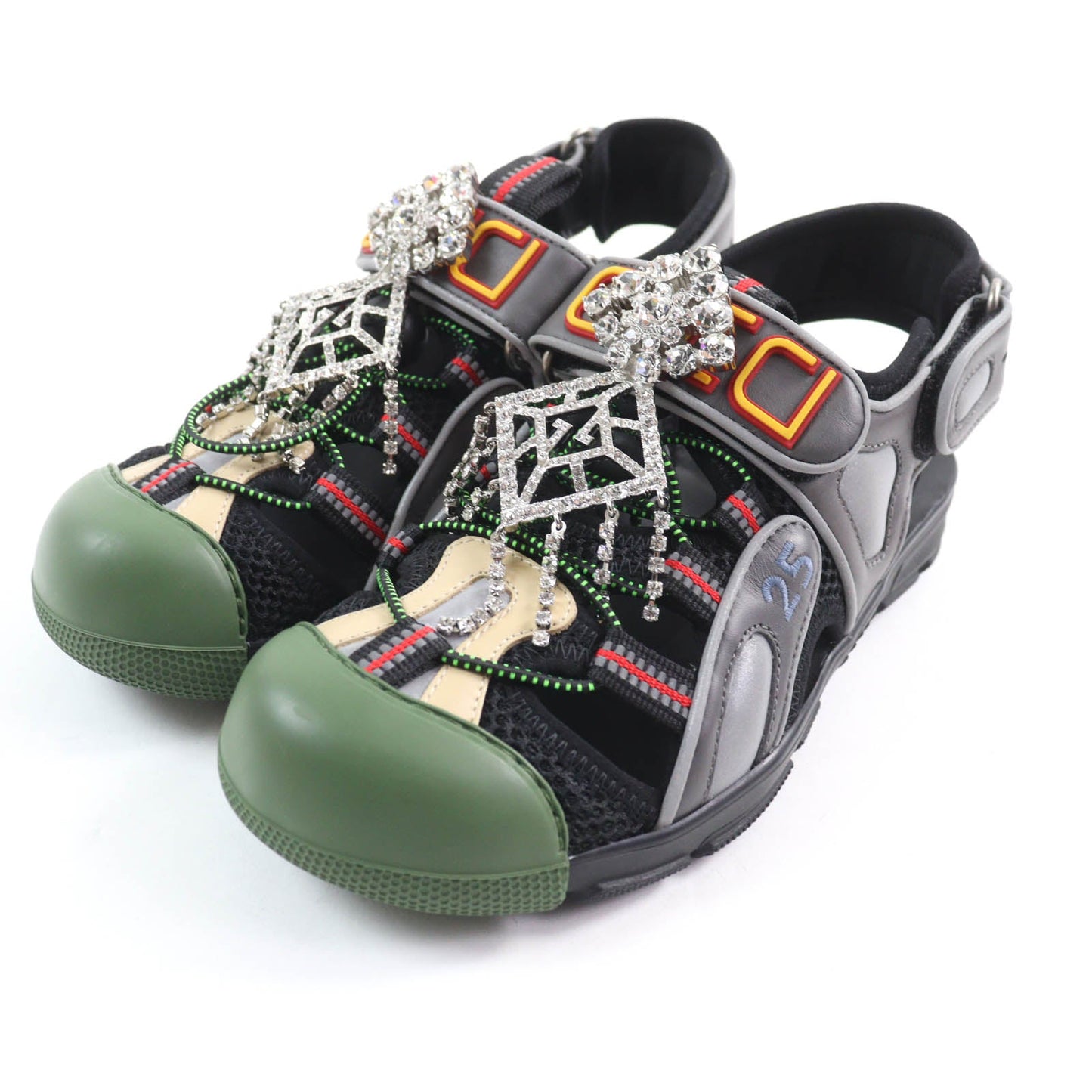 Gucci Beaded logo design Leather Sandals