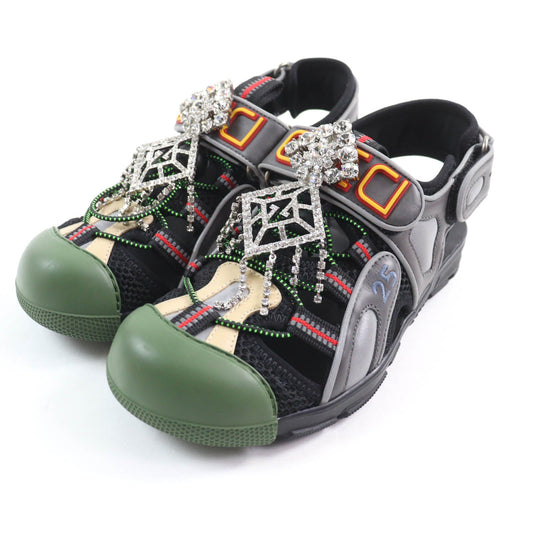 Gucci Beaded logo design Leather Sandals