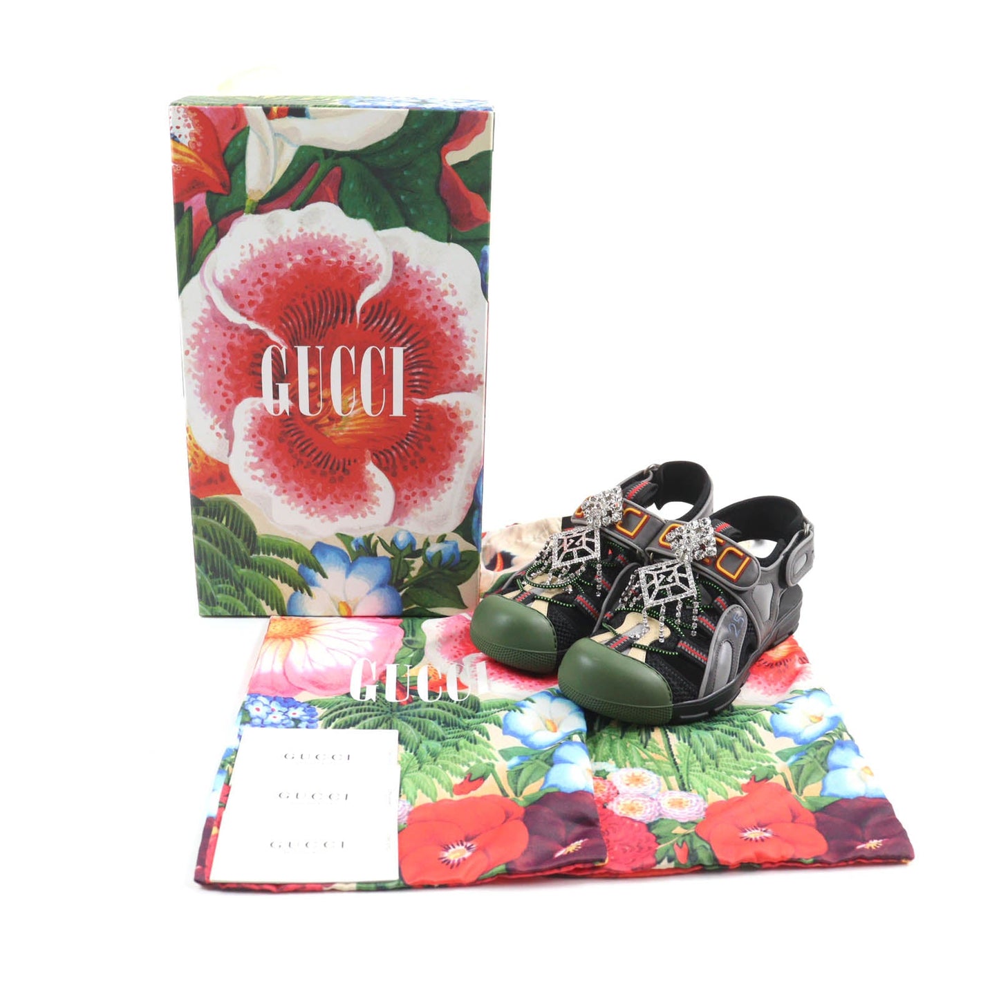 Gucci Beaded logo design Leather Sandals