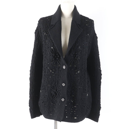 Chanel Cashmere Cardigan COCO Mark Button Black