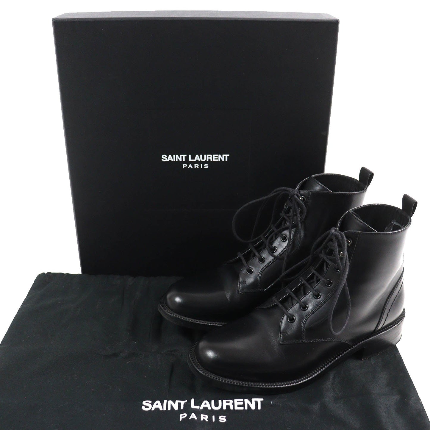Saint Laurent Leather Lace-up Short Boots
