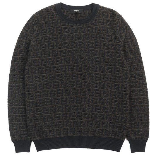 Fendi Wool Cotton Cashmere FF Logo Crew Neck Sweater