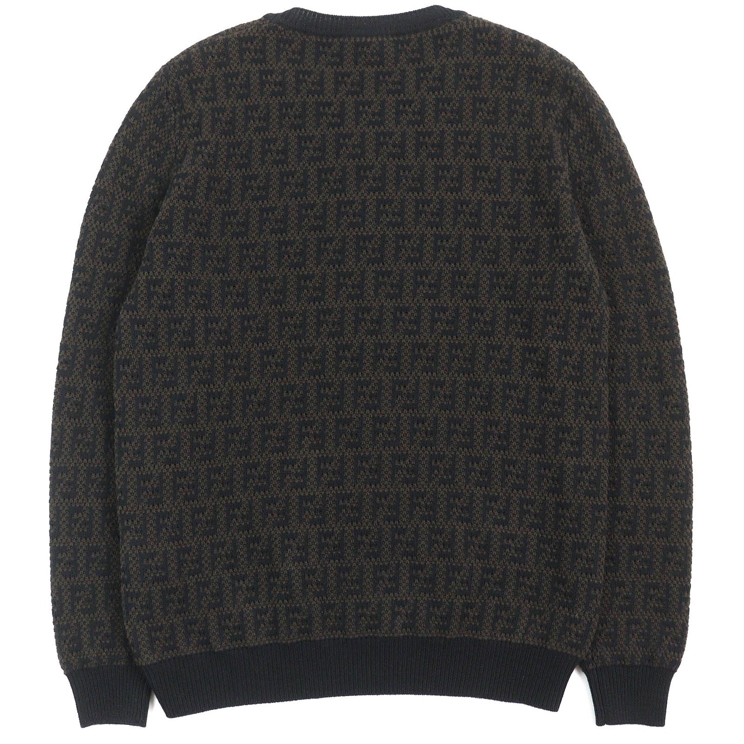Fendi Wool Cotton Cashmere FF Logo Crew Neck Sweater