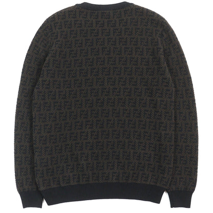 Fendi Wool Cotton Cashmere FF Logo Crew Neck Sweater