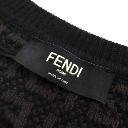 Fendi Wool Cotton Cashmere FF Logo Crew Neck Sweater