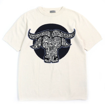 Dior Bull Embroidery Tee Ivory Navy S