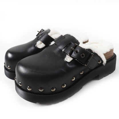 Christian Dior Diorquake Sabo Leather Mouton Sandals