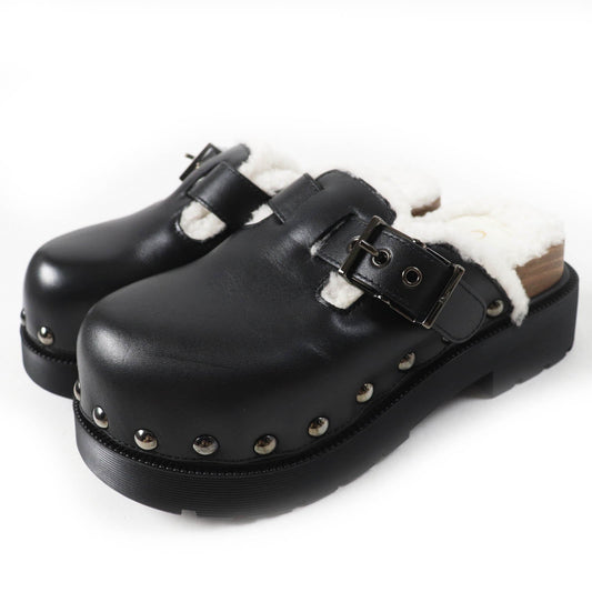 Christian Dior Diorquake Sabo Leather Mouton Sandals