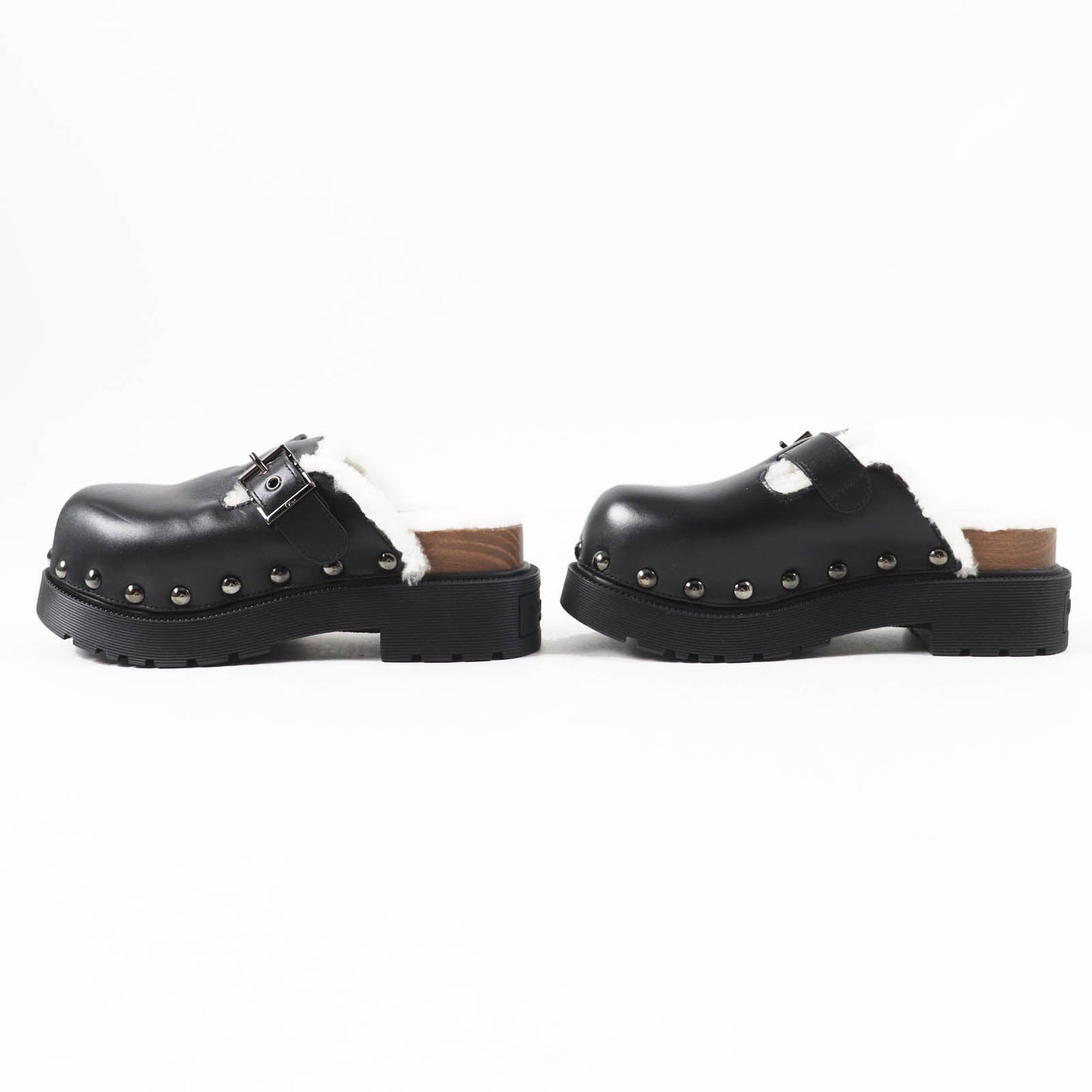 Christian Dior Diorquake Sabo Leather Mouton Sandals
