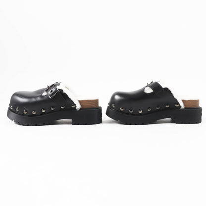 Christian Dior Diorquake Sabo Leather Mouton Sandals