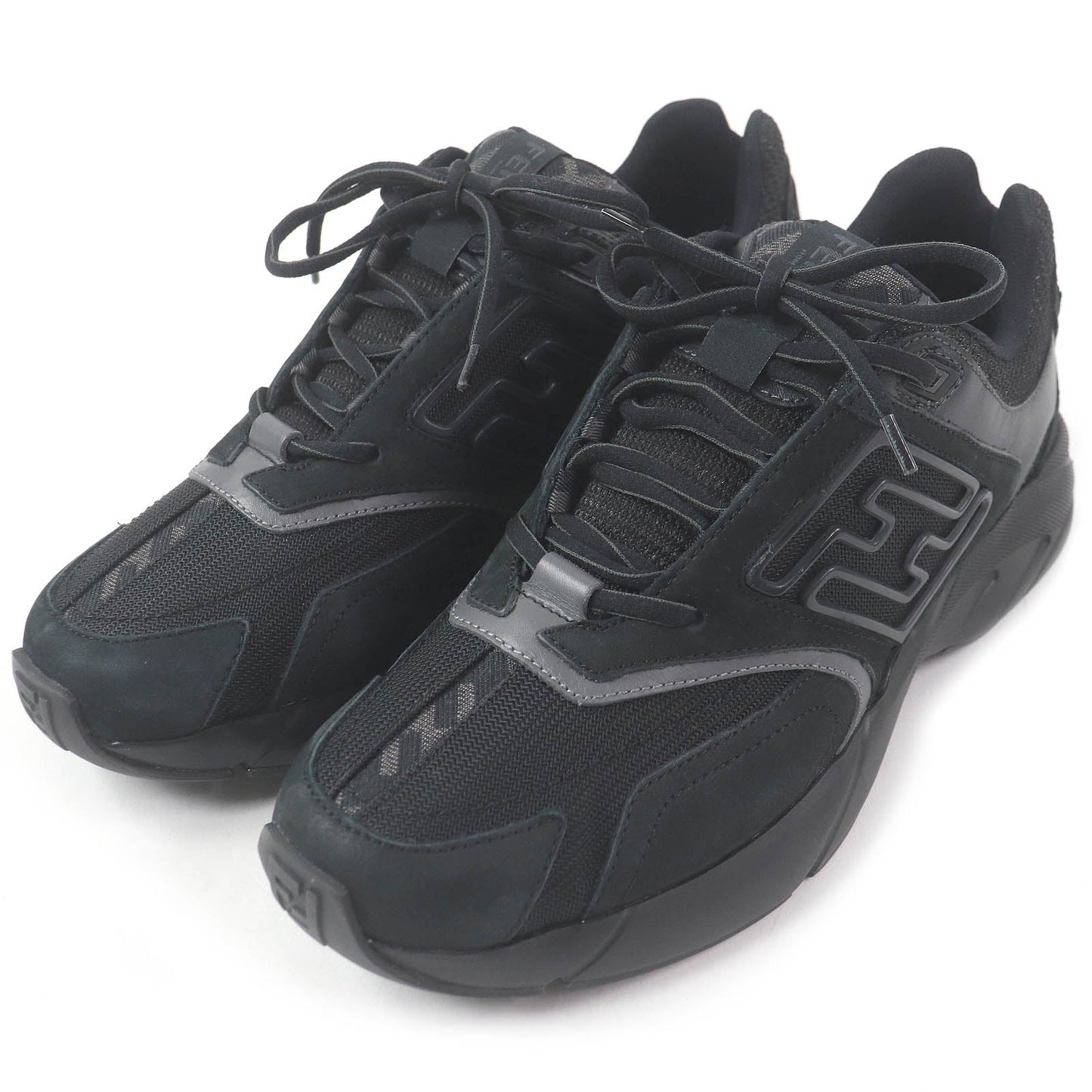 Fendi FASTER TRAINERS FF logo Zucca mesh leather sneakers
