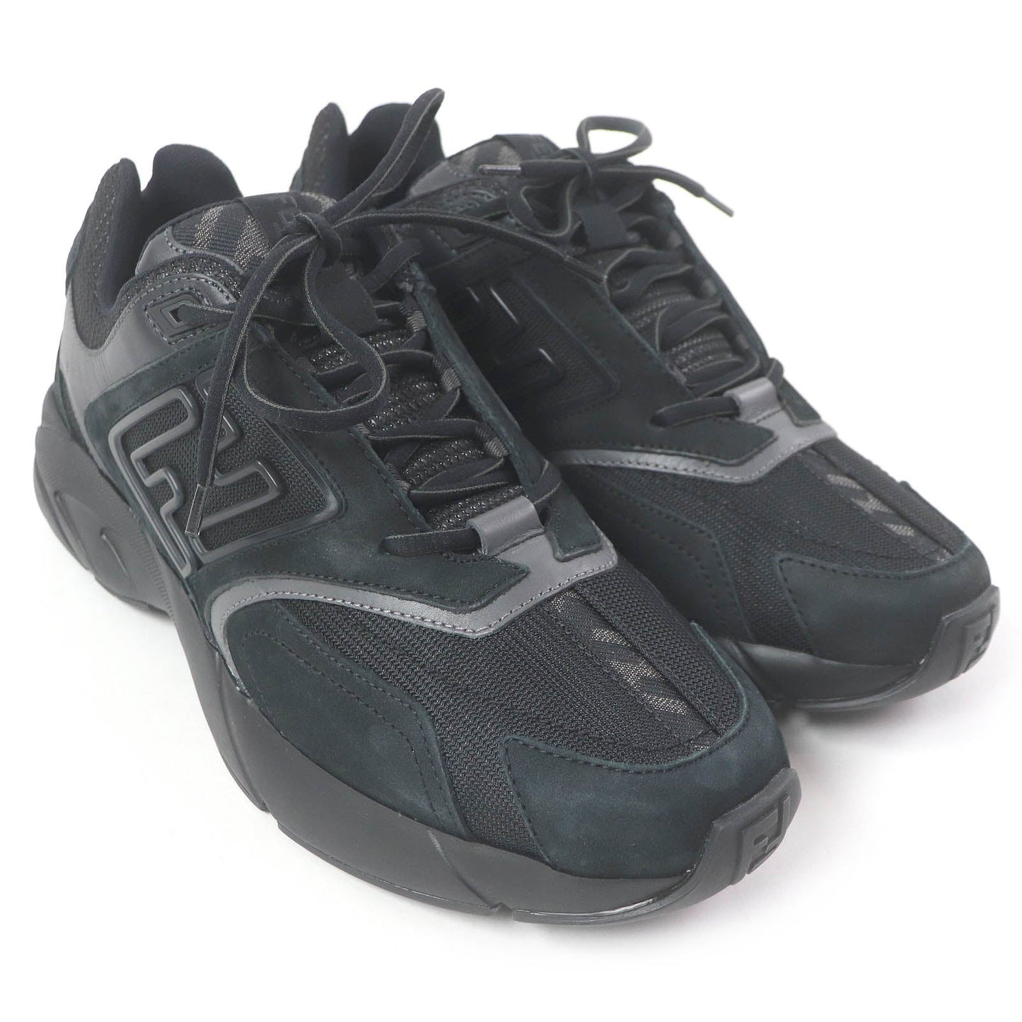 Fendi FASTER TRAINERS FF logo Zucca mesh leather sneakers