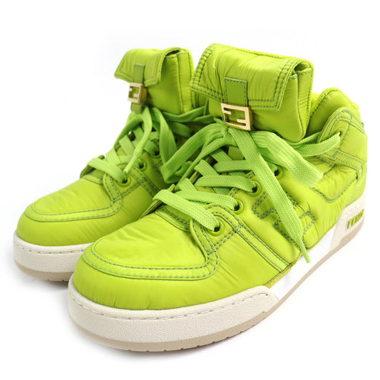 Fendi Baguette pocket Nylon Leather High Cut Sneakers