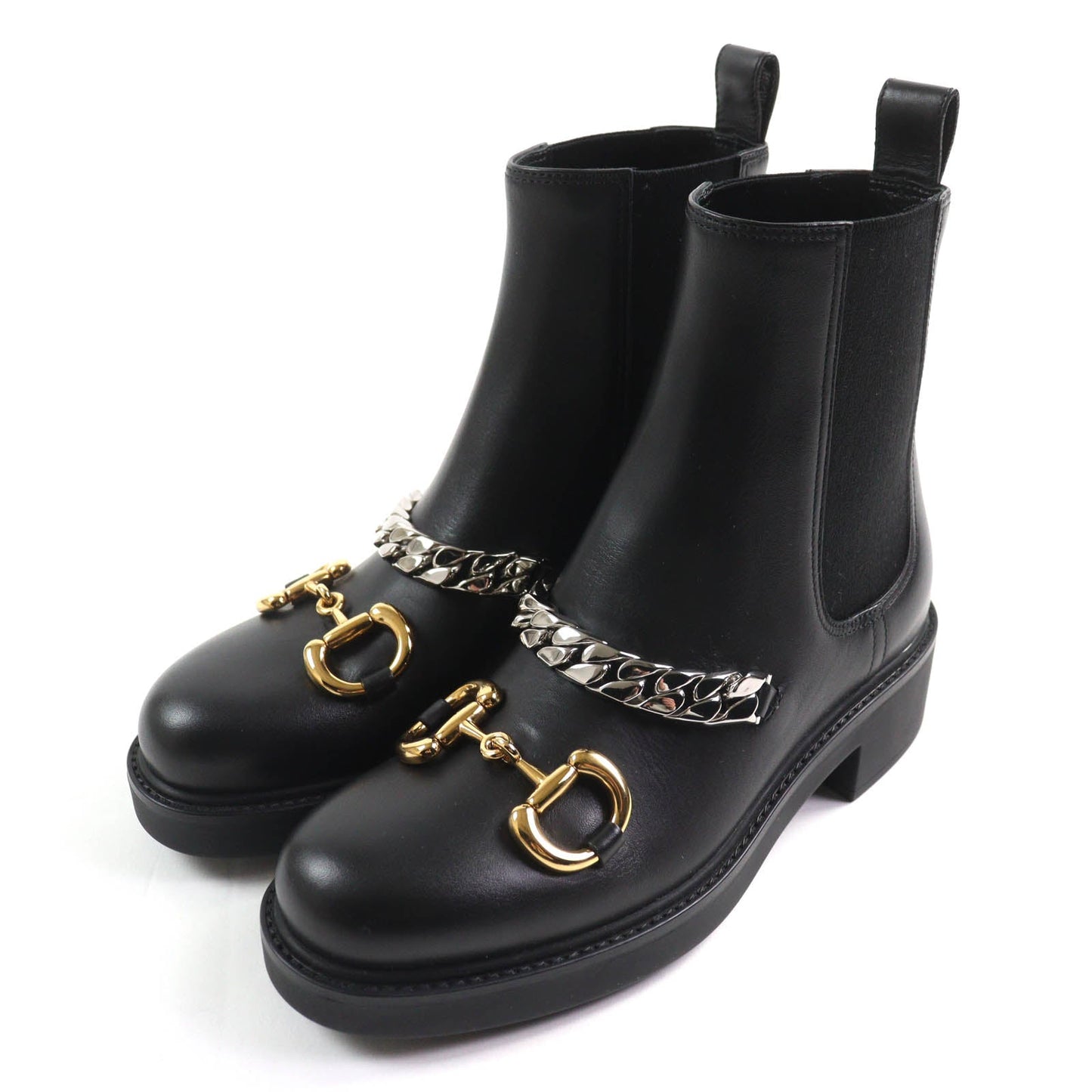 Gucci Horsebit Chain-embellished Leather Boots