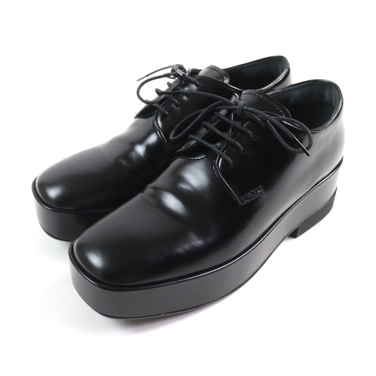 Prada Back logo leather lace-up platform dress shoes