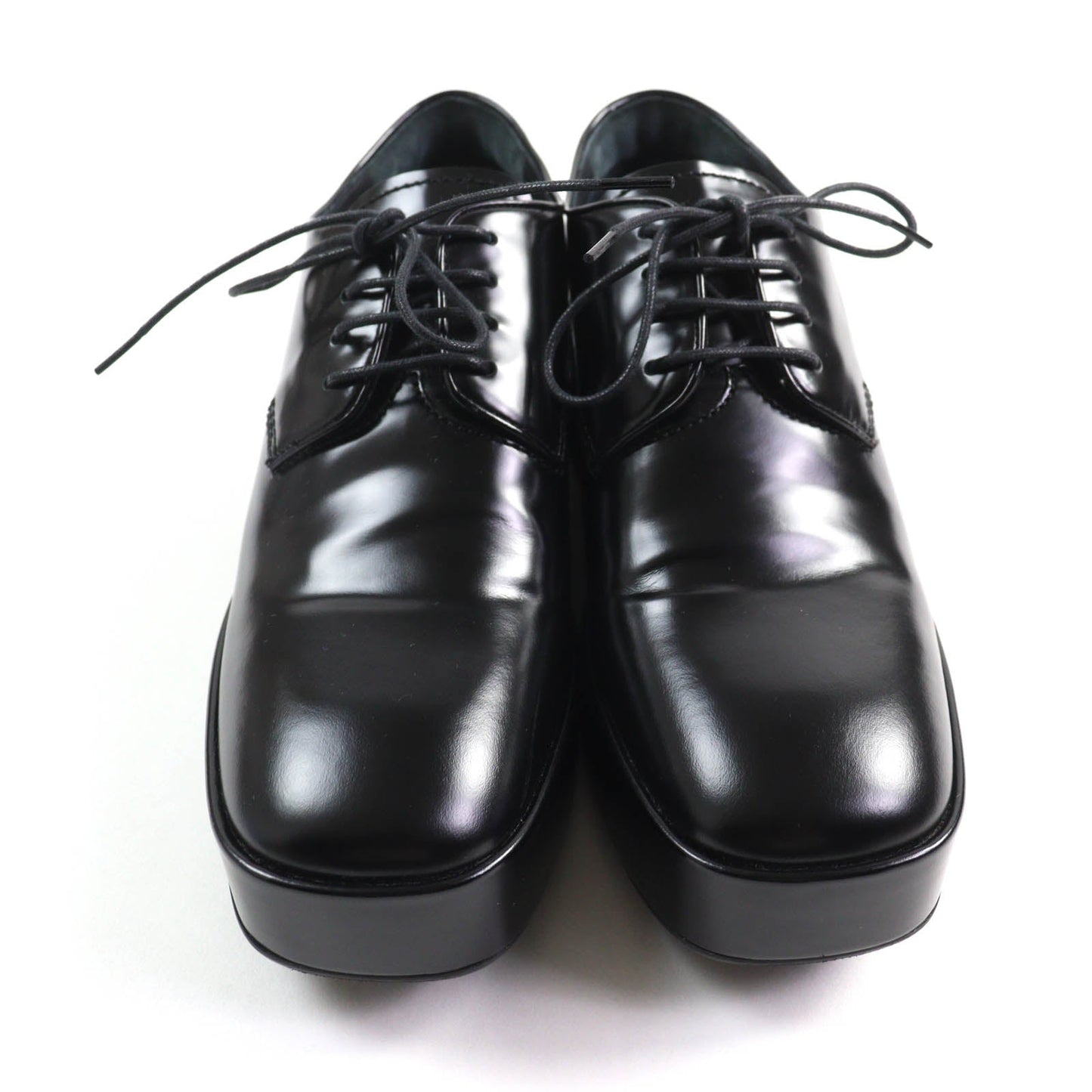 Prada Back logo leather lace-up platform dress shoes
