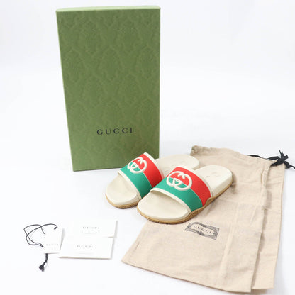 Gucci Interlocking G Slide Rubber Leather Sandals
