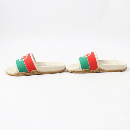 Gucci Interlocking G Slide Rubber Leather Sandals