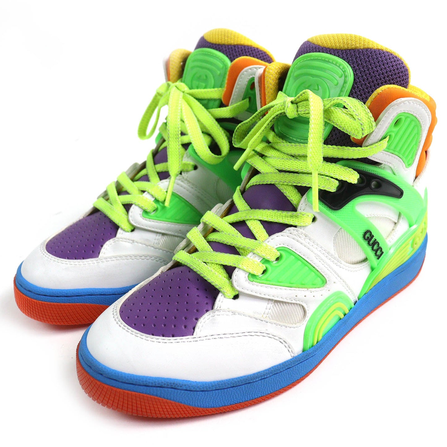 Gucci BASKET Leather Rubber High Cut Sneakers