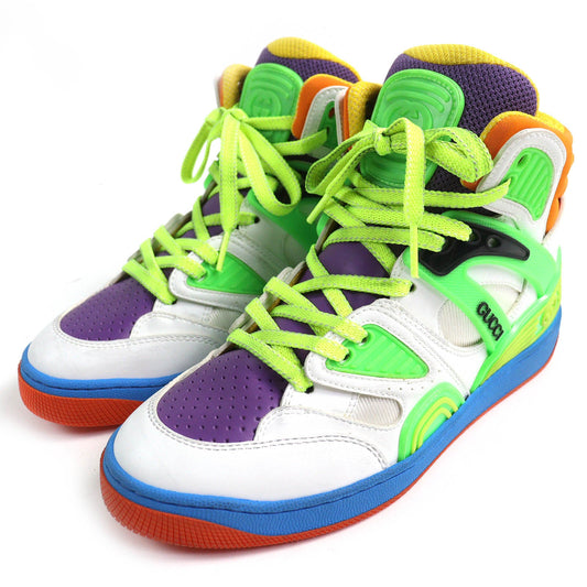 Gucci BASKET Leather Rubber High Cut Sneakers