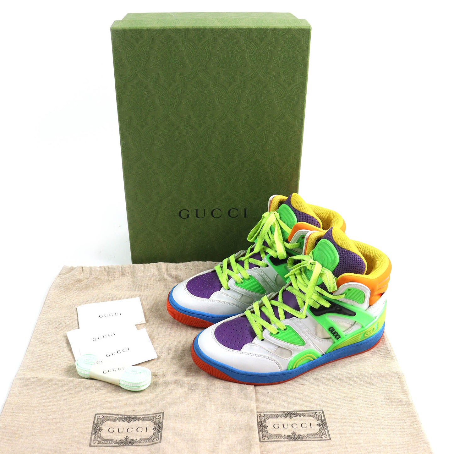 Gucci BASKET Leather Rubber High Cut Sneakers