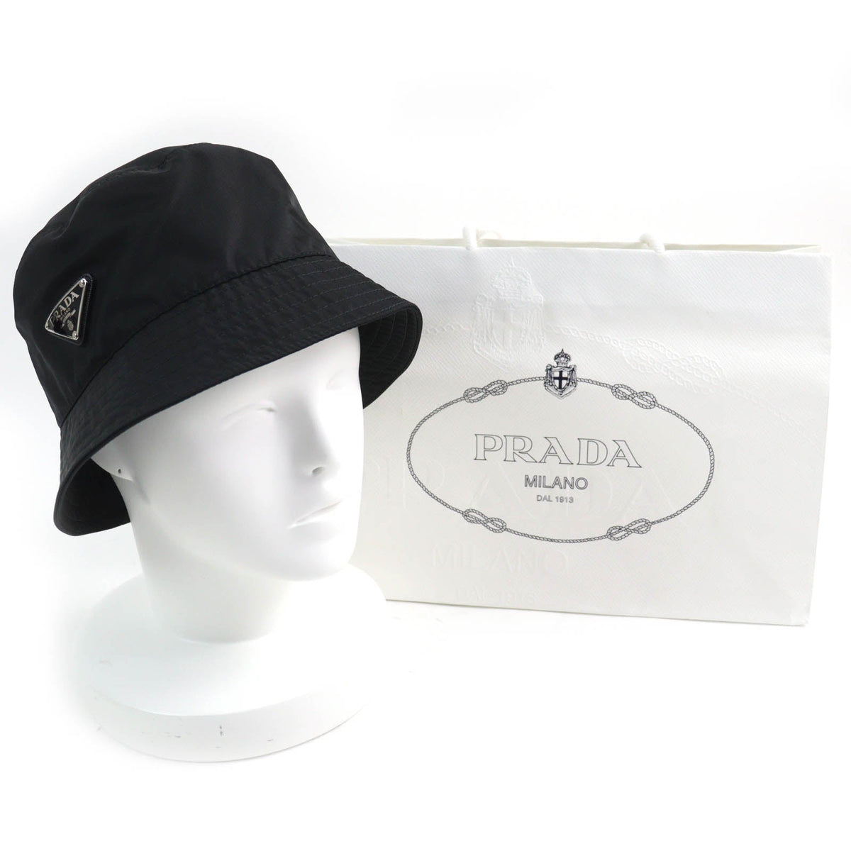 Prada Re-Nylon Triangle Logo Bucket Hat