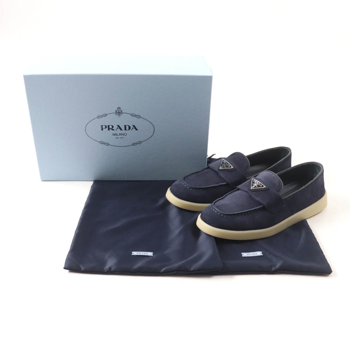 Prada 1D222N Suede Loafers