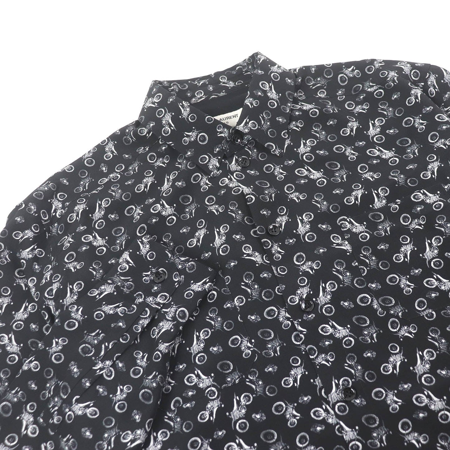 Saint Laurent Paris Bike All-over Print Silk Shirt