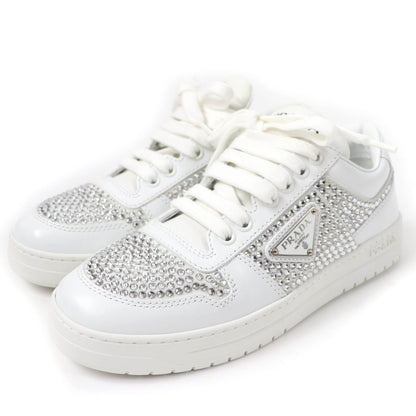 Prada 1E348N Triangle logo with crystal Leather Sneakers